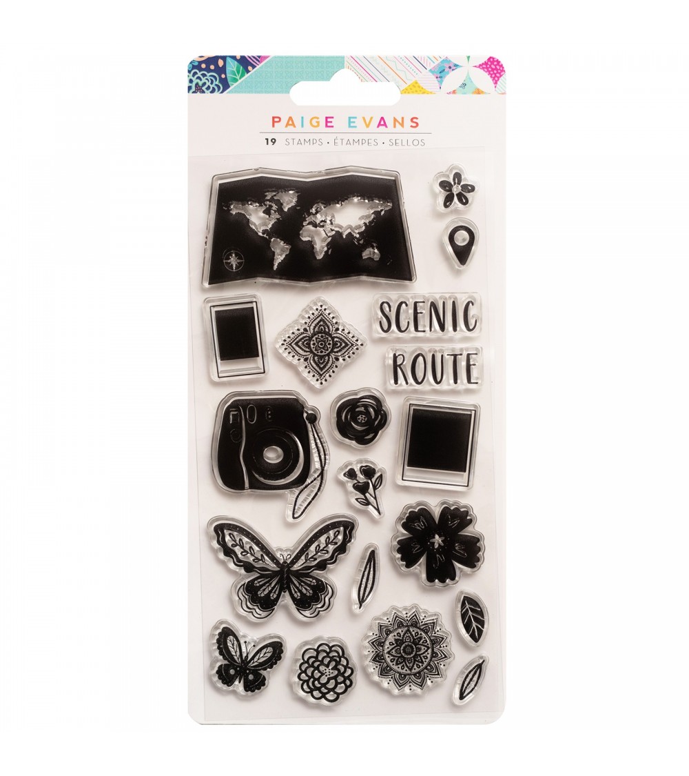 Pink Paislee - Paige Evans Go the Scenic Route - Clear Stamps