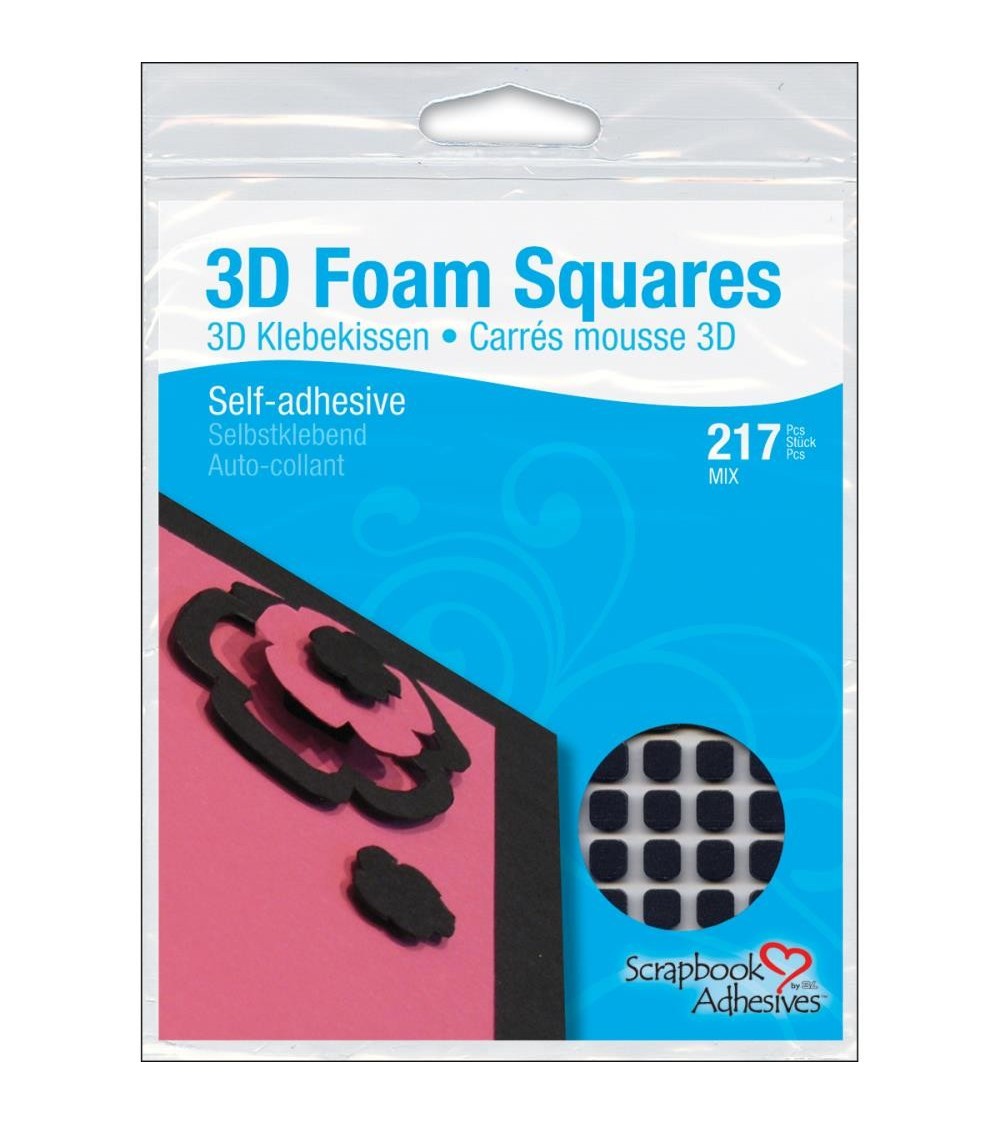 Scrapbook Adhesives - 3D Foam Squares Mix - black (217 Stk.)