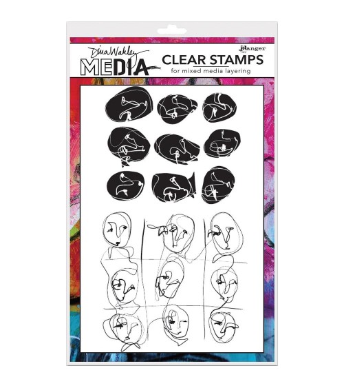 Ranger - Dina Wakley Clear Stamps - Funky Faces Backgrounds