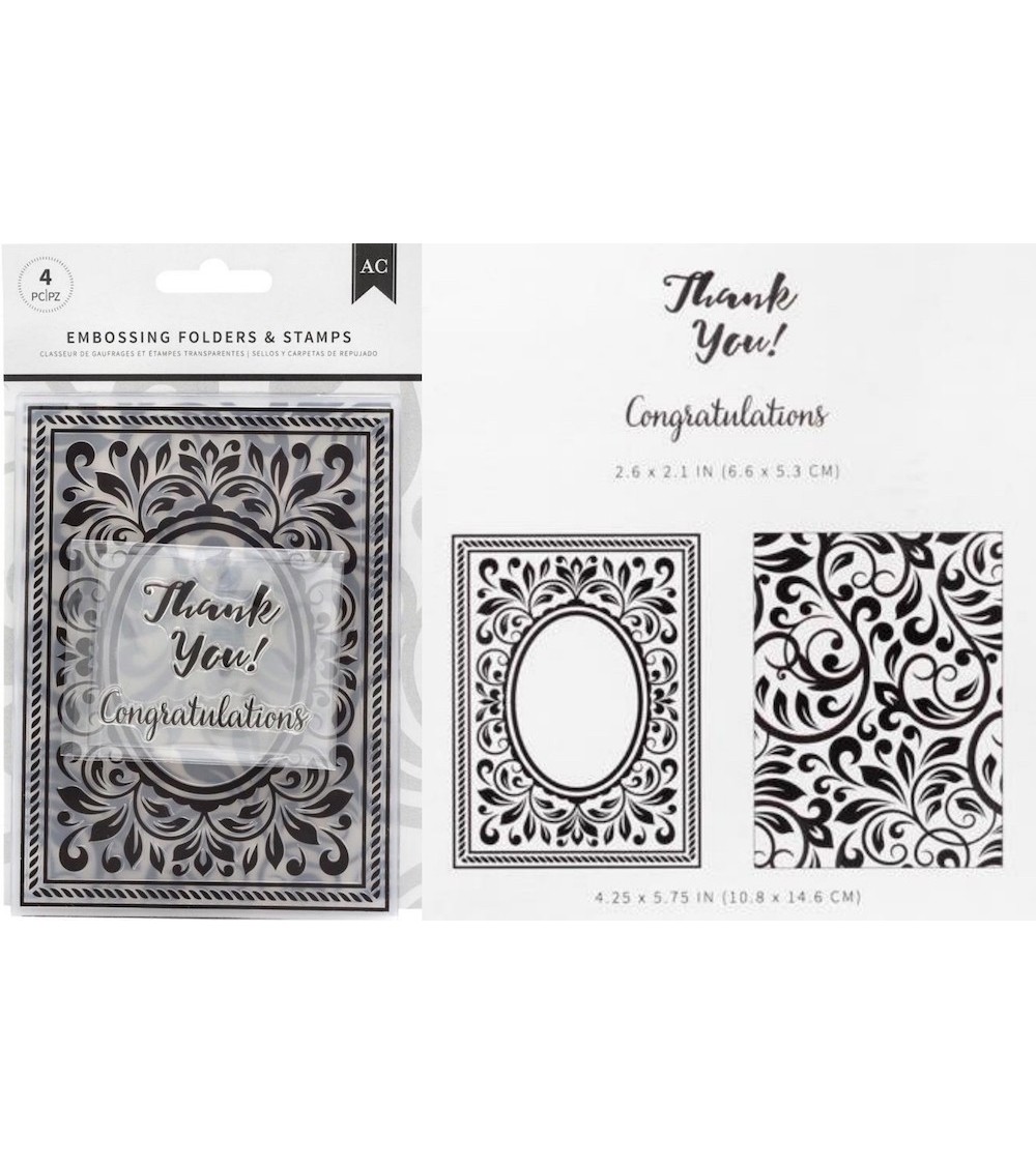 AC Embossing Folder + Stamps Set Congratulations Flourish