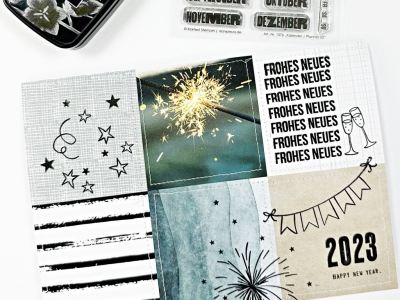 Neujahr Karte mit Collage-Papier (Printable)